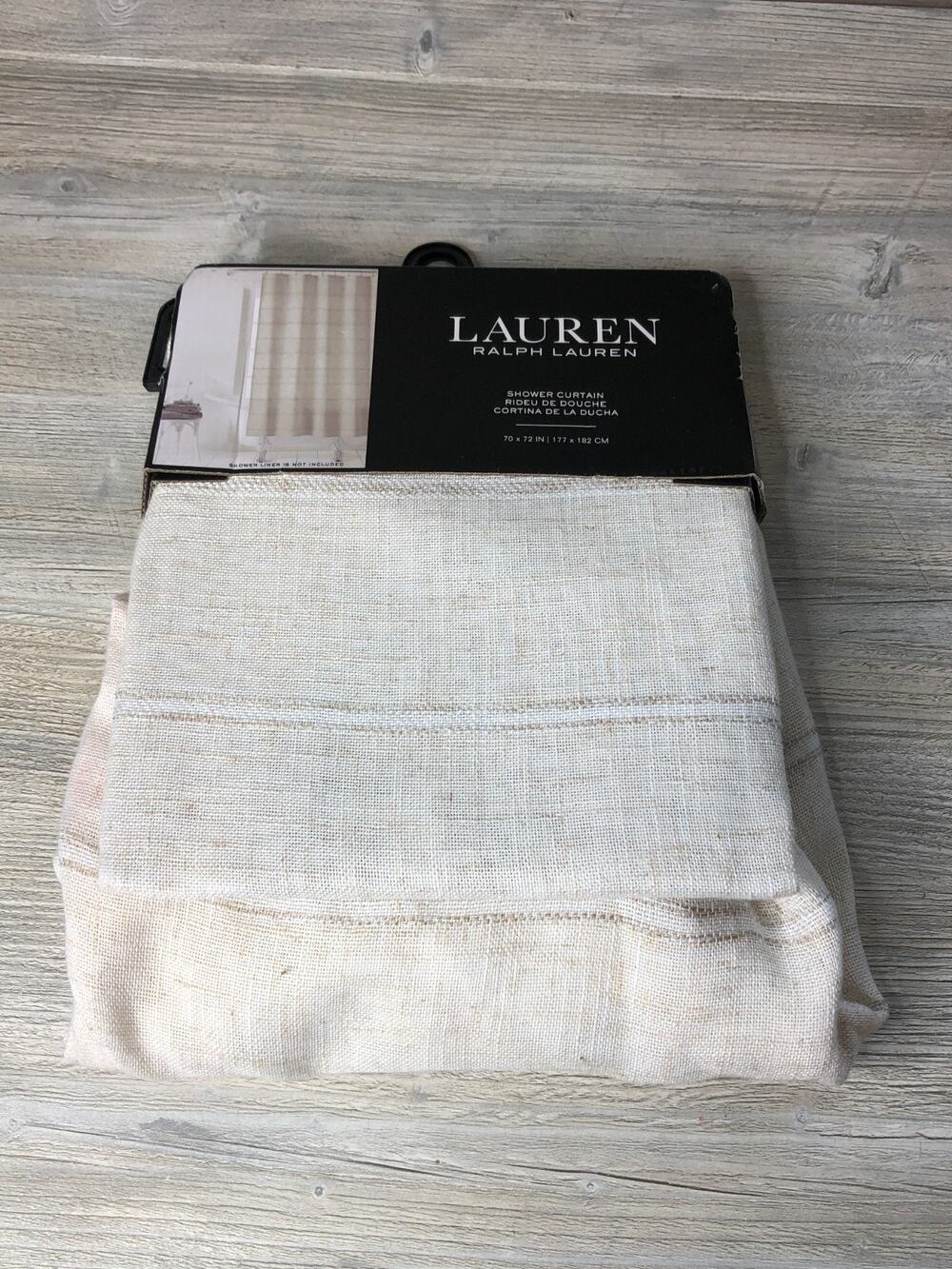 💥 RALPH LAUREN Shower Curtain Natural Beige Textured Stripe 70x72 NEW